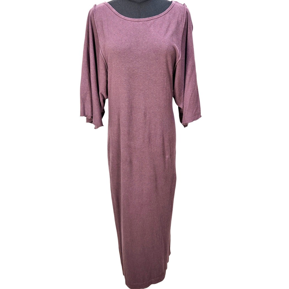 Women's FP Beach XS Skylar Purple Hemp Cotton Wide Sleeve Maxi Dress Oversize